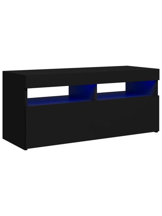 Tv galdiņš ar led lampiņām, 90x35x40 cm, melns