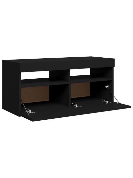 Tv galdiņš ar led lampiņām, 90x35x40 cm, melns