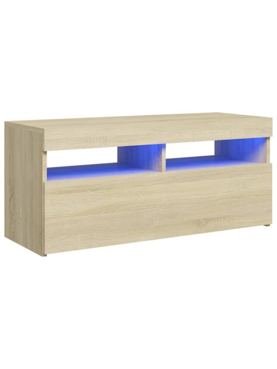 Tv galdiņš ar led lampiņām, 90x35x40 cm, ozolkoka krāsā