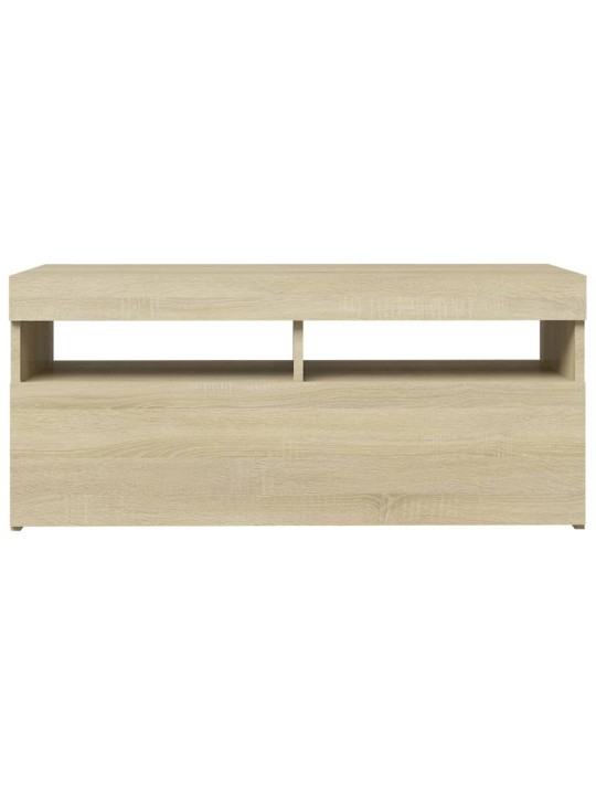 Tv galdiņš ar led lampiņām, 90x35x40 cm, ozolkoka krāsā