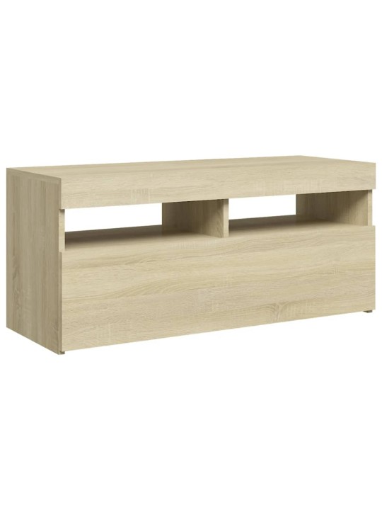 Tv galdiņš ar led lampiņām, 90x35x40 cm, ozolkoka krāsā