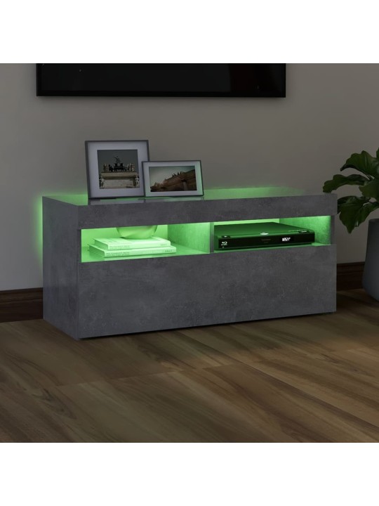 Tv skapītis ar led lampiņām, 90x35x40 cm, betona pelēks