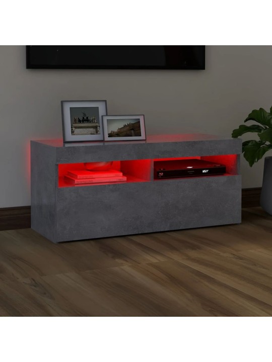 Tv skapītis ar led lampiņām, 90x35x40 cm, betona pelēks