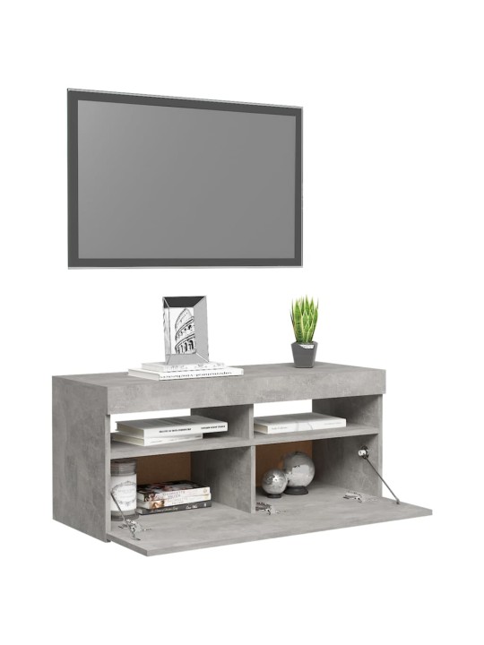 Tv skapītis ar led lampiņām, 90x35x40 cm, betona pelēks