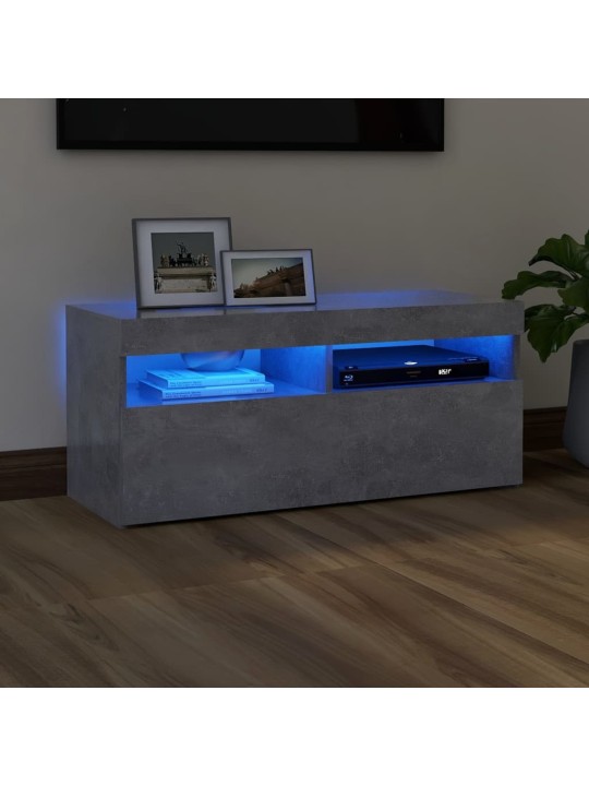 Tv skapītis ar led lampiņām, 90x35x40 cm, betona pelēks