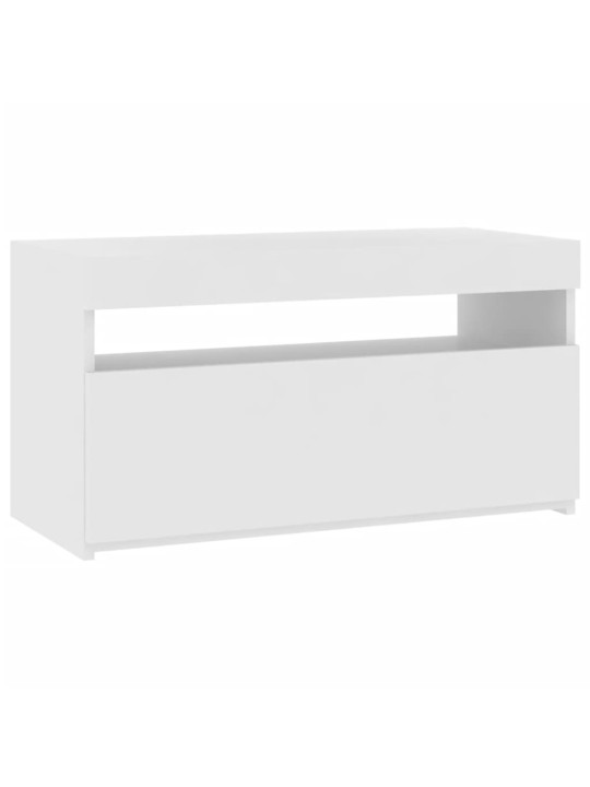 Tv skapītis ar led lampiņām, balts, 75x35x40 cm