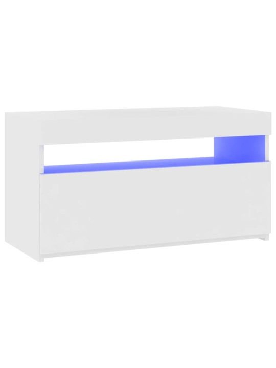 Tv skapītis ar led lampiņām, balts, 75x35x40 cm