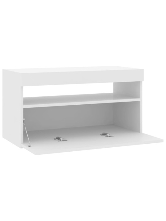 Tv skapītis ar led lampiņām, balts, 75x35x40 cm