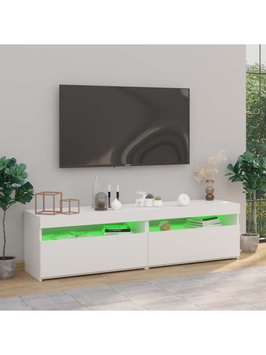 Tv skapīši ar led lampiņām, 2 gab., balti, 75x35x40 cm