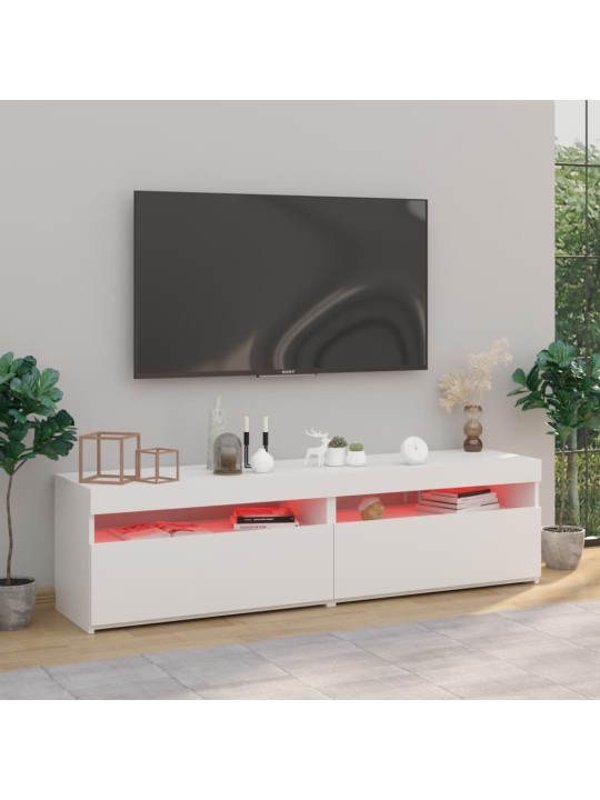 Tv skapīši ar led lampiņām, 2 gab., balti, 75x35x40 cm