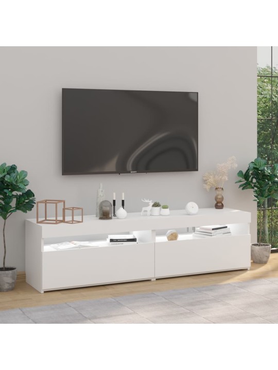 Tv skapīši ar led lampiņām, 2 gab., balti, 75x35x40 cm