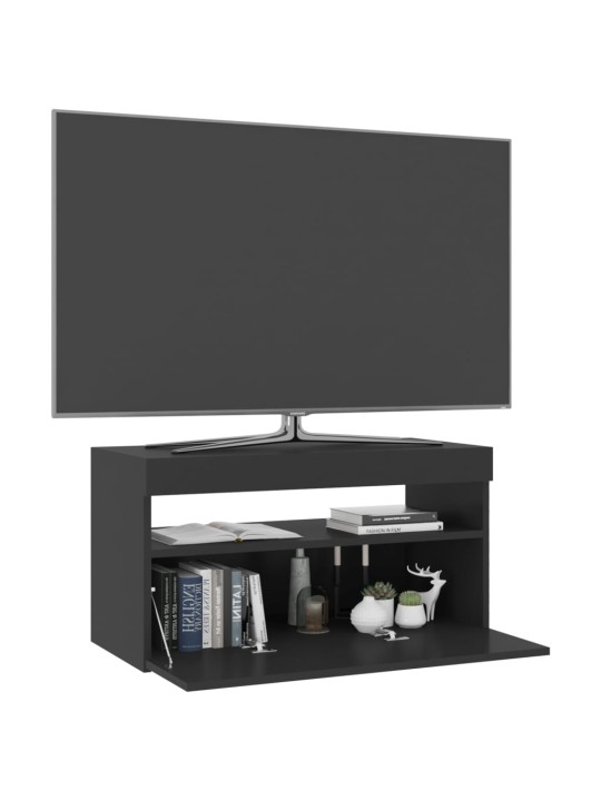 Tv skapītis ar led lampiņām, melns, 75x35x40 cm