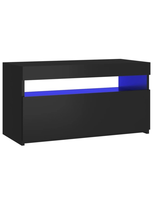 Tv skapītis ar led lampiņām, melns, 75x35x40 cm