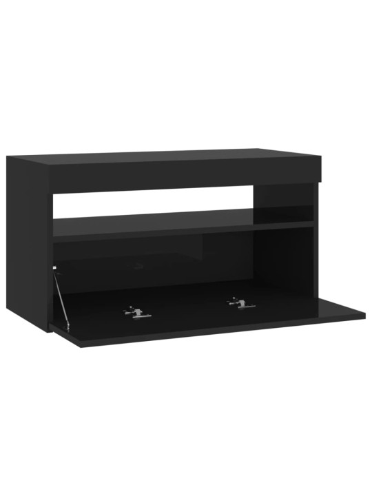 Tv skapītis ar led lampiņām, melns, 75x35x40 cm