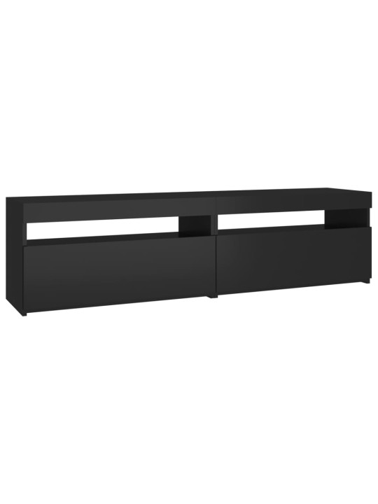 Tv skapīši ar led lampiņām, 2 gab., melni, 75x35x40 cm