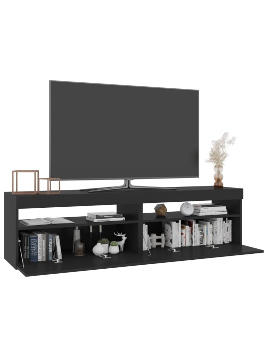 Tv skapīši ar led lampiņām, 2 gab., melni, 75x35x40 cm