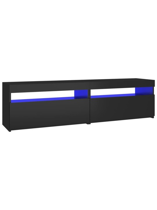 Tv skapīši ar led lampiņām, 2 gab., melni, 75x35x40 cm