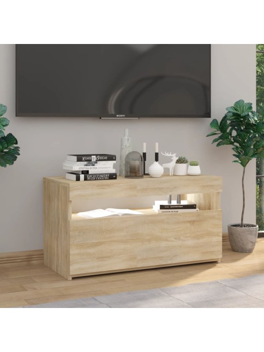 Tv skapītis ar led lampiņām, ozolkoka krāsā, 75x35x40 cm