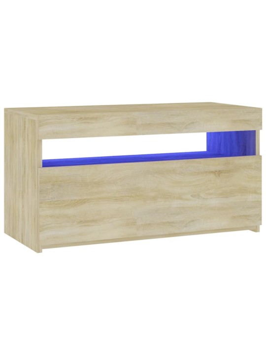 Tv skapītis ar led lampiņām, ozolkoka krāsā, 75x35x40 cm