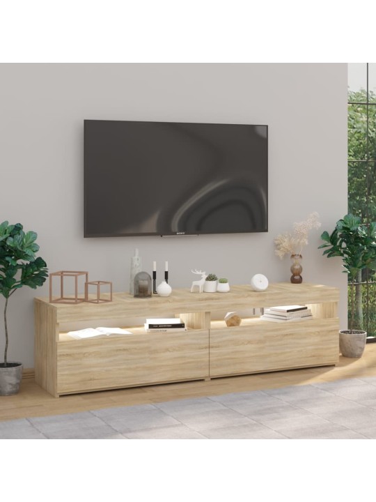 Tv skapīši ar led lampiņām, 2 gab., ozola krāsā, 75x35x40 cm
