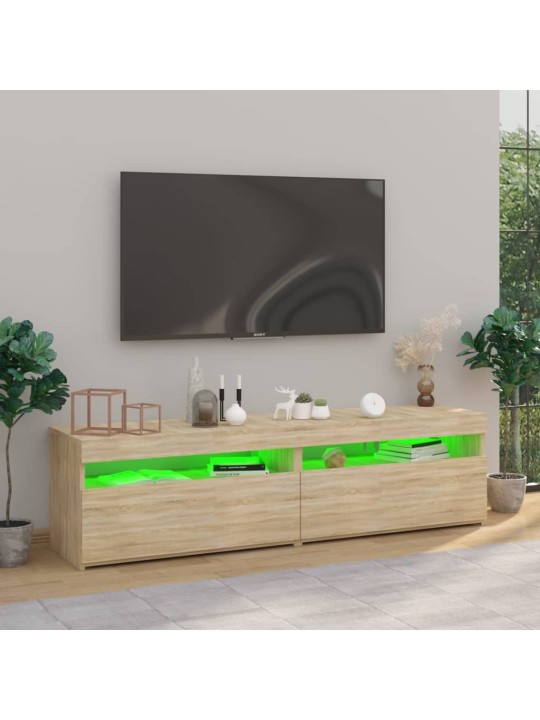 Tv skapīši ar led lampiņām, 2 gab., ozola krāsā, 75x35x40 cm