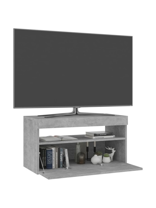 Tv skapītis ar led lampiņām, betona pelēks, 75x35x40 cm