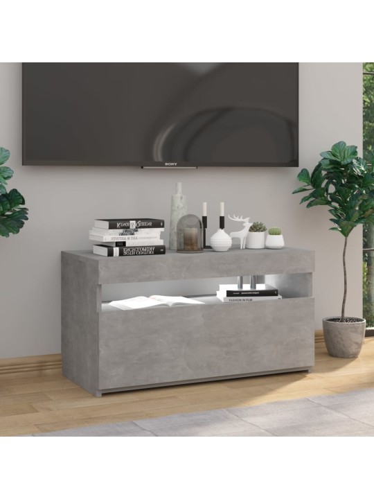 Tv skapītis ar led lampiņām, betona pelēks, 75x35x40 cm