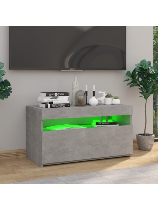 Tv skapītis ar led lampiņām, betona pelēks, 75x35x40 cm