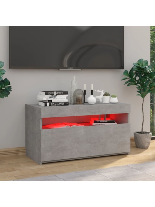 Tv skapītis ar led lampiņām, betona pelēks, 75x35x40 cm