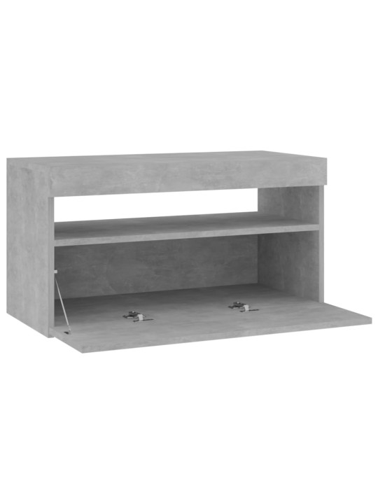 Tv skapītis ar led lampiņām, betona pelēks, 75x35x40 cm