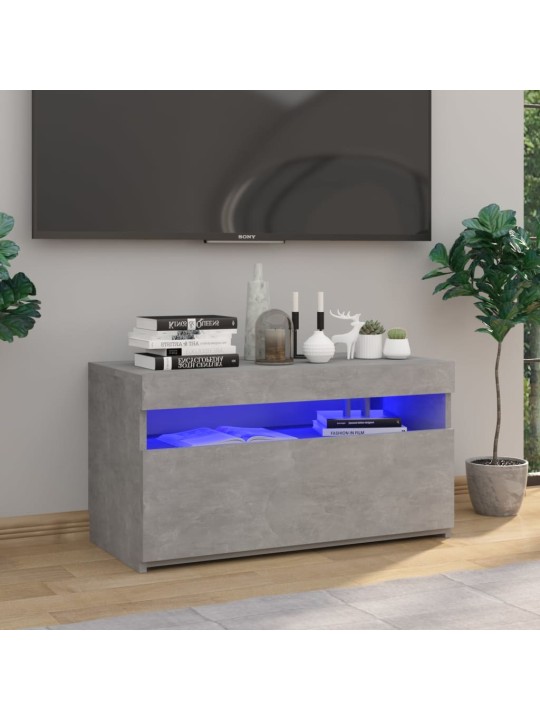 Tv skapītis ar led lampiņām, betona pelēks, 75x35x40 cm