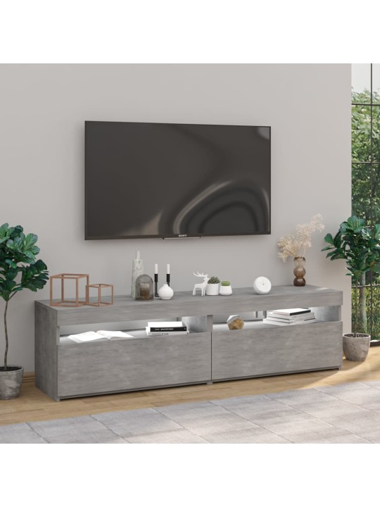 Tv skapīši ar led lampiņām, 2 gab., betona pelēki, 75x35x40 cm