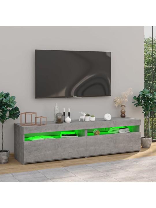 Tv skapīši ar led lampiņām, 2 gab., betona pelēki, 75x35x40 cm