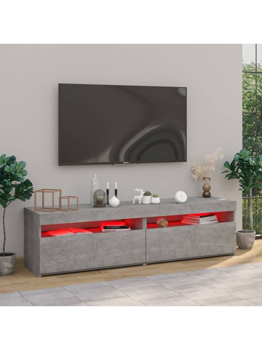 Tv skapīši ar led lampiņām, 2 gab., betona pelēki, 75x35x40 cm