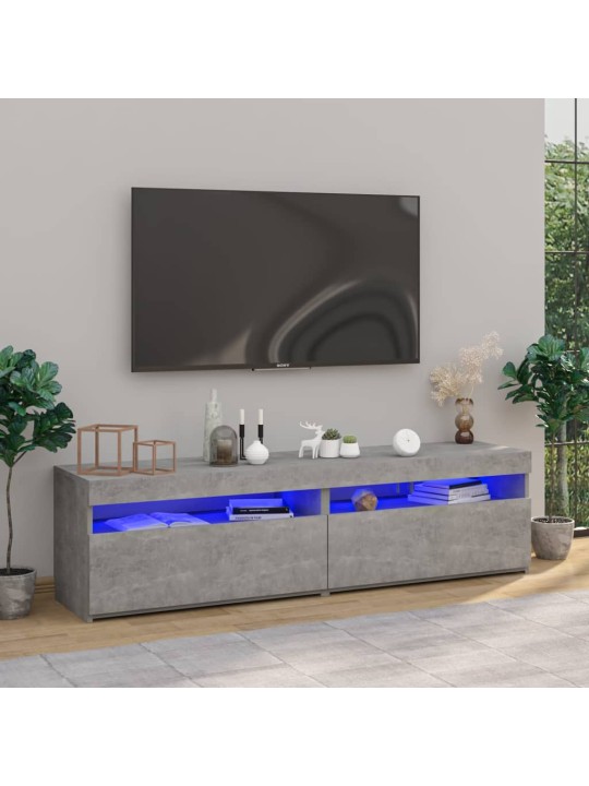 Tv skapīši ar led lampiņām, 2 gab., betona pelēki, 75x35x40 cm