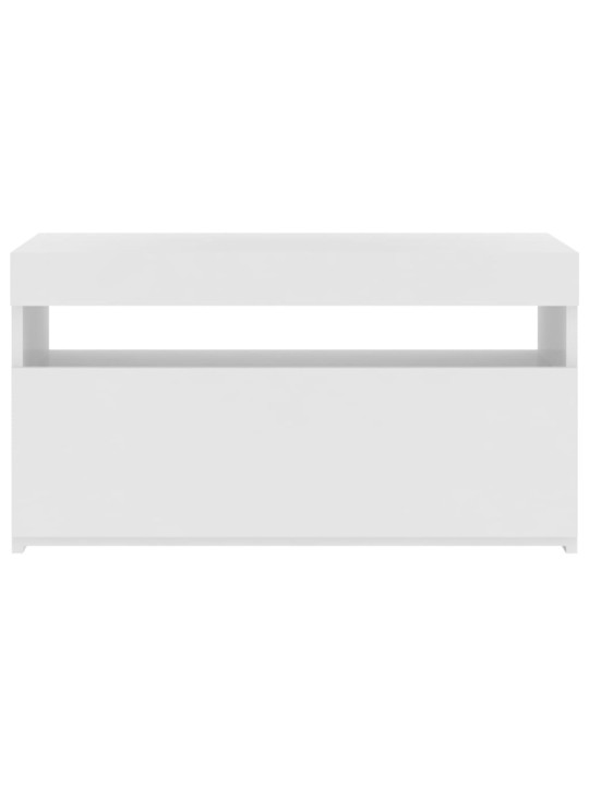Tv skapītis ar led lampiņām, spīdīgi balts, 75x35x40 cm