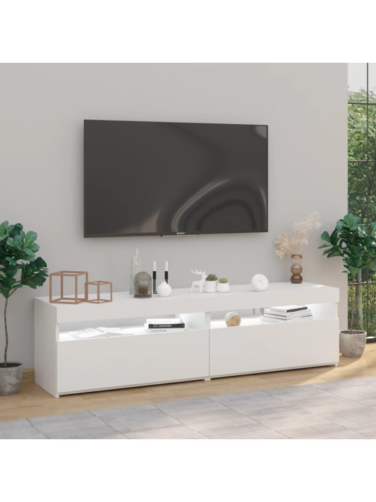 Tv skapīši ar led lampiņām, 2 gab., spīdīgi balti, 75x35x40 cm