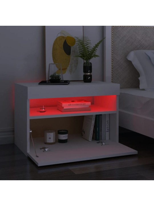 Tv galdiņš ar led lampiņām, 60x35x40 cm, balts