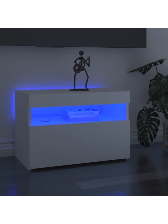 Tv galdiņš ar led lampiņām, 60x35x40 cm, balts