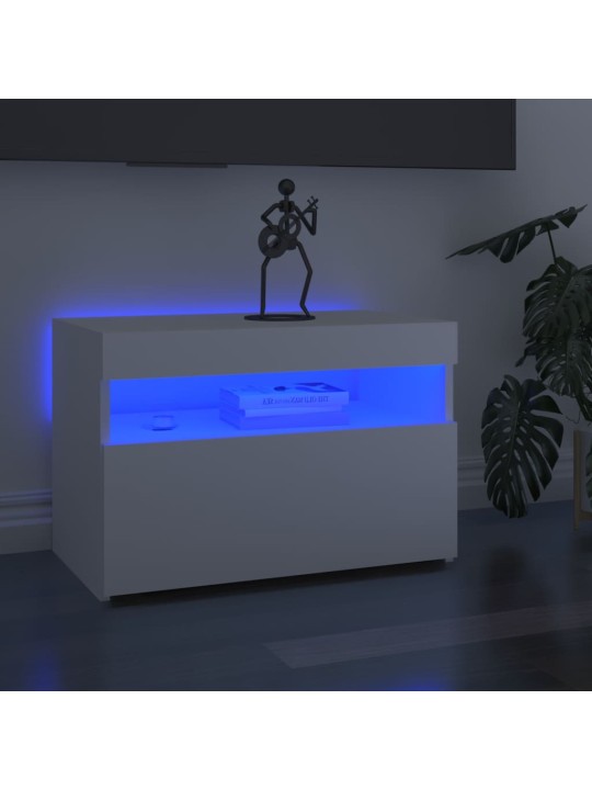 Tv galdiņi ar led lampiņām, 2 gab., 60x35x40 cm, balti