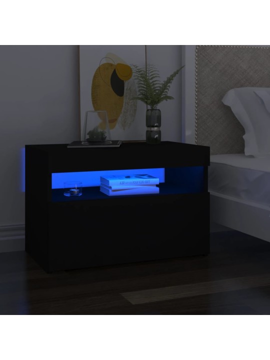Tv galdiņš ar led lampiņām, melns, 60x35x40 cm