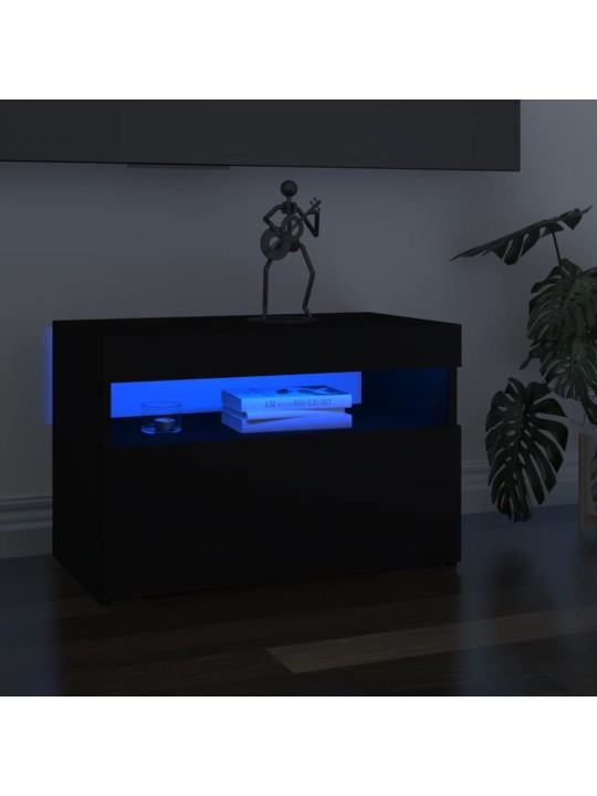 Tv galdiņš ar led lampiņām, melns, 60x35x40 cm