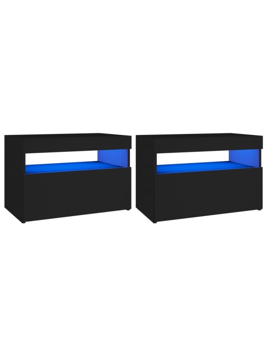 Tv galdiņi ar led lampiņām, 2 gab., 60x35x40 cm, melni