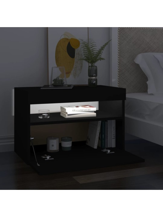 Tv galdiņi ar led lampiņām, 2 gab., 60x35x40 cm, melni
