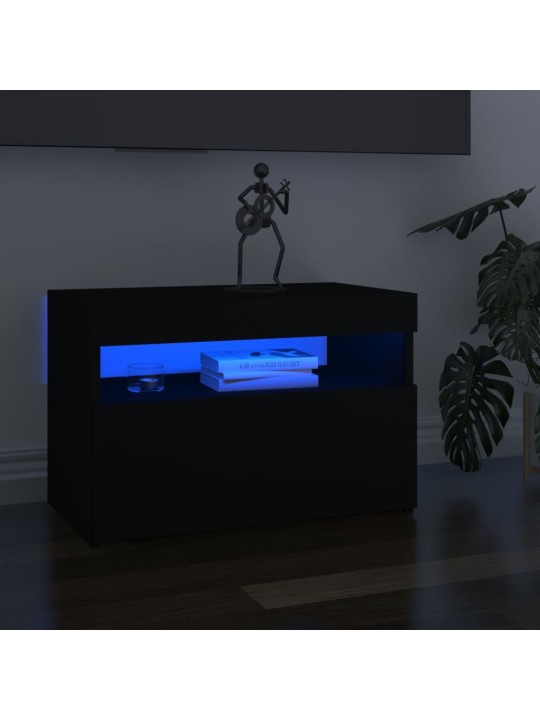 Tv galdiņi ar led lampiņām, 2 gab., 60x35x40 cm, melni