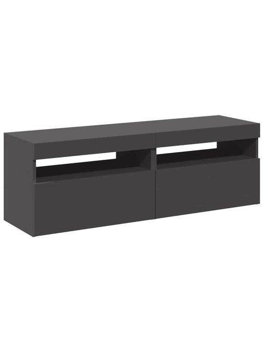 Tv galdiņi ar led lampiņām, 2 gab., 60x35x40 cm, pelēki