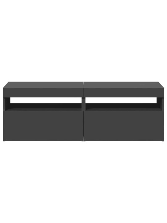 Tv galdiņi ar led lampiņām, 2 gab., 60x35x40 cm, pelēki