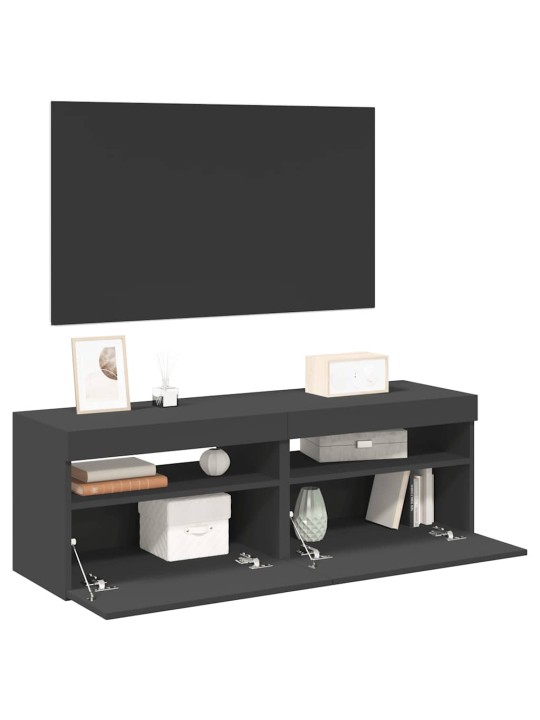 Tv galdiņi ar led lampiņām, 2 gab., 60x35x40 cm, pelēki