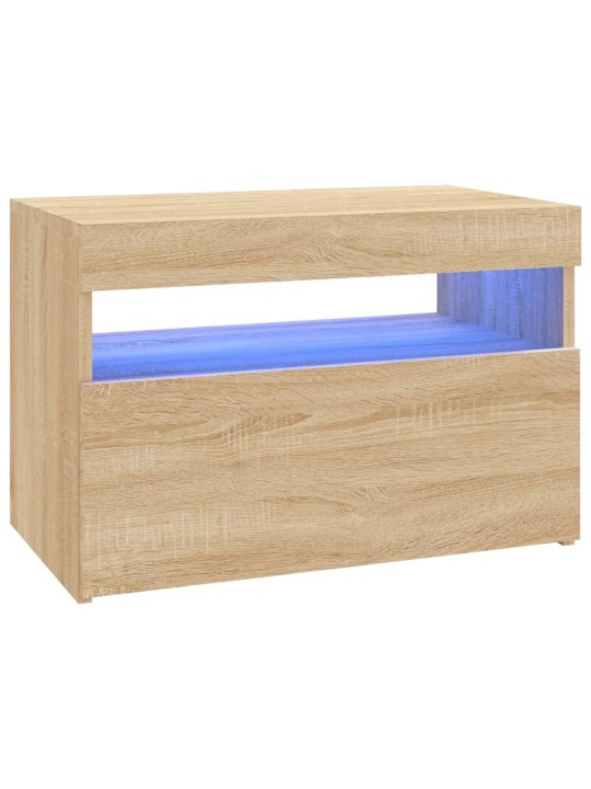 Tv galdiņš ar led lampiņām, ozolkoka krāsā, 60x35x40 cm