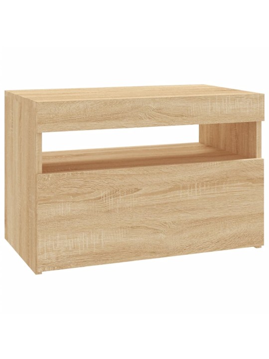 Tv galdiņš ar led lampiņām, ozolkoka krāsā, 60x35x40 cm